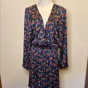 GAP Blue and Pink Long Sleeve Wrap Dress